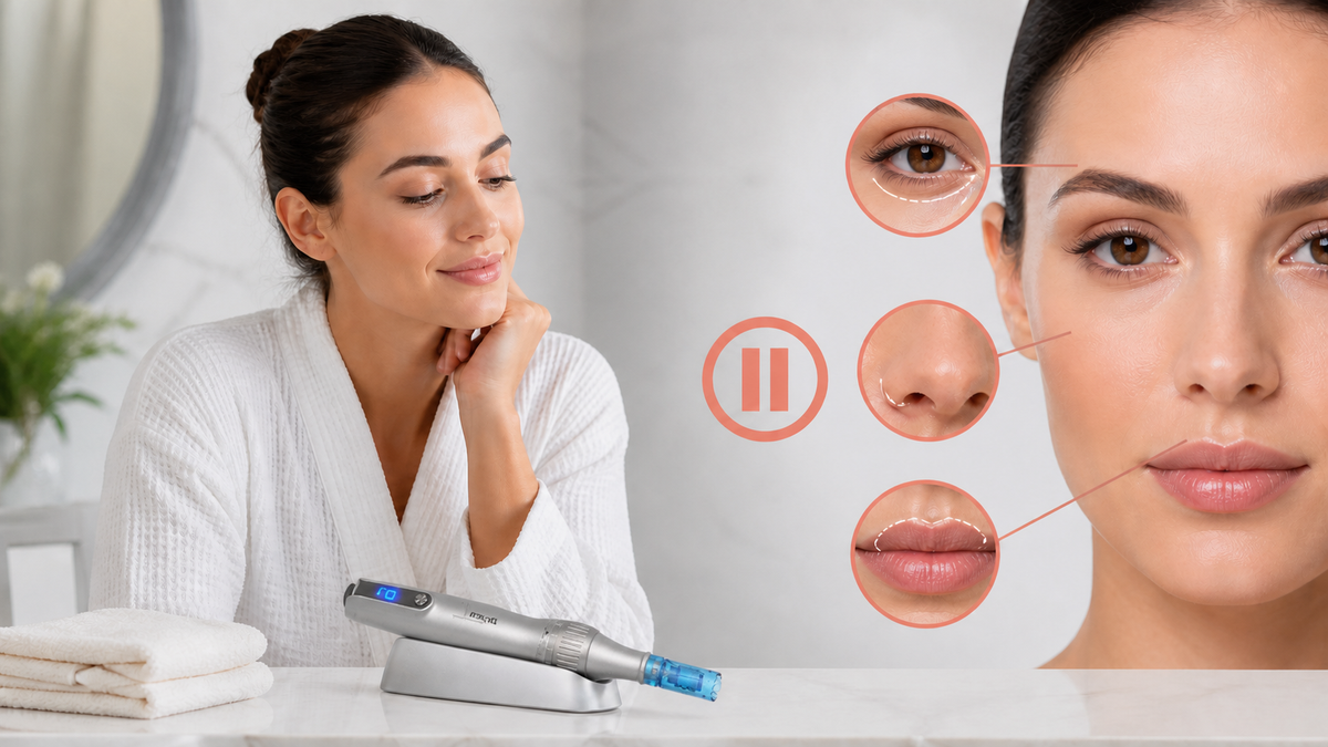 Dr.pen M8S delicate facial areas around the eyes lips and nose