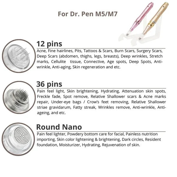 9-Pin Microneedle Replacement Cartridges – 10-Pack for Dr. Pen M5 / M7